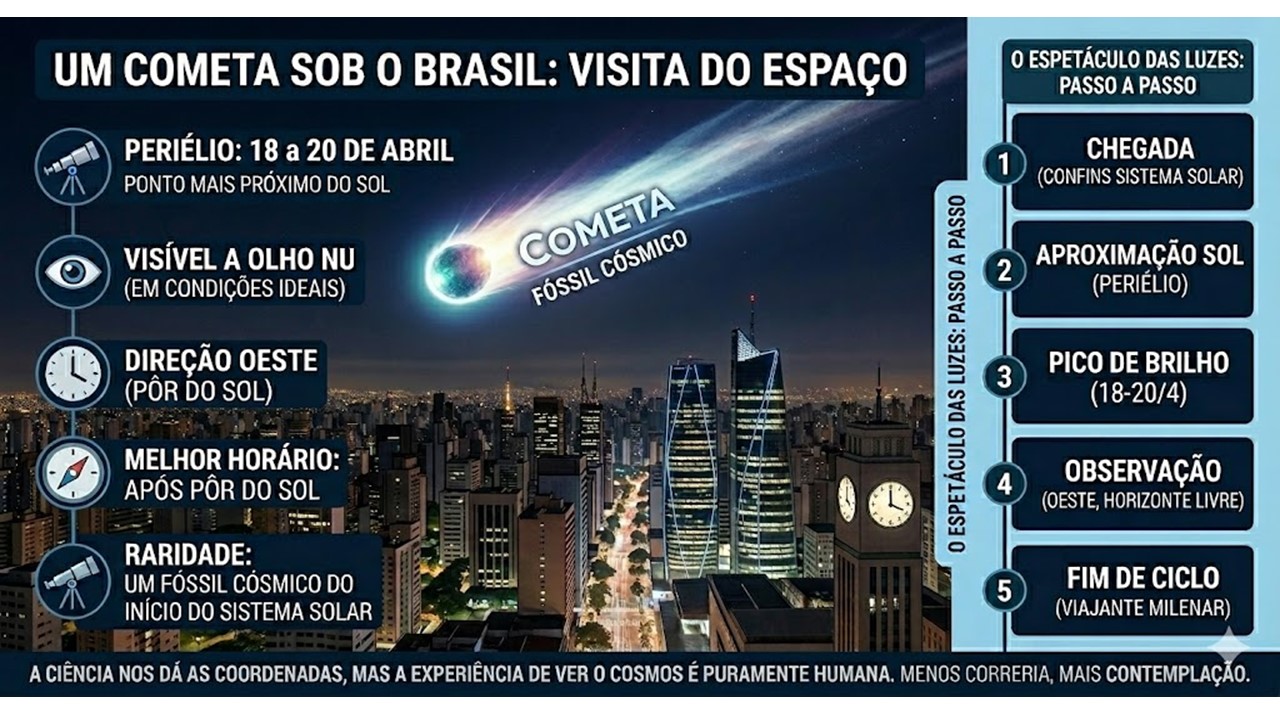 VISITA DO ESPAÇO: Cometa gigante cruza o céu do Brasil e poderá ser visto a olho nu neste fim de semana