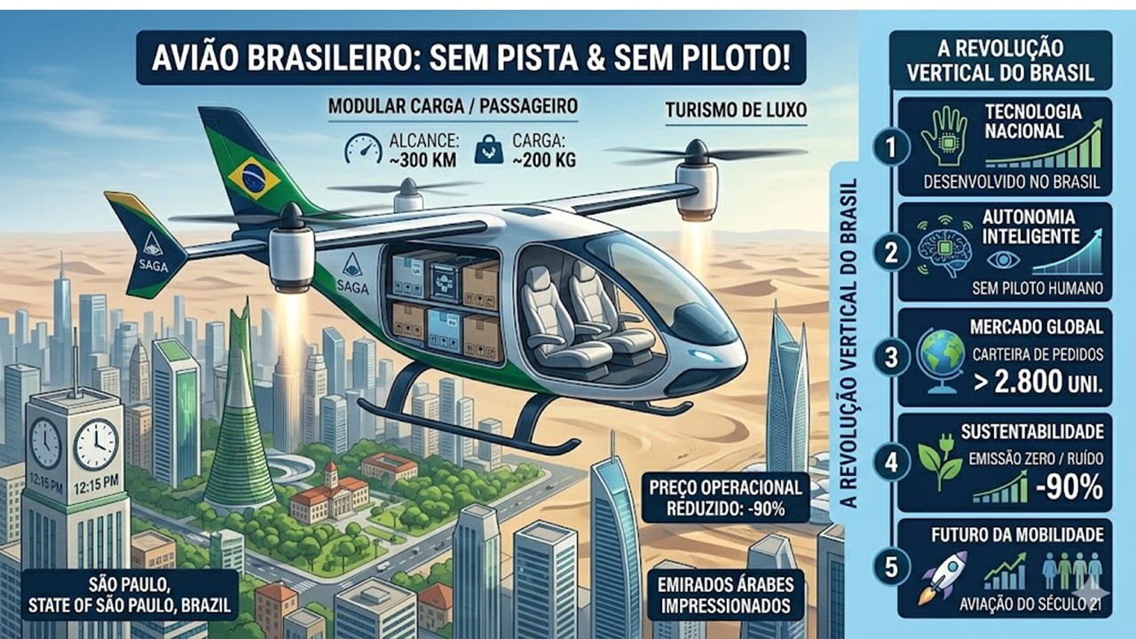 DECOLAGEM PARA O FUTURO: O avião brasileiro que voa sem pista e sem piloto — e conquistou os Emirados.