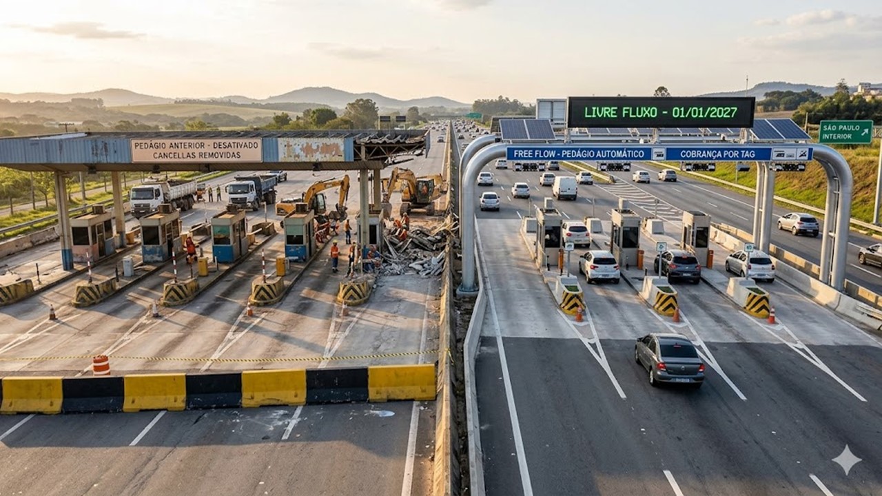 FREIO NO FREE FLOW: Governo de SP adia cobrança automática em 8 rodovias para 2027.